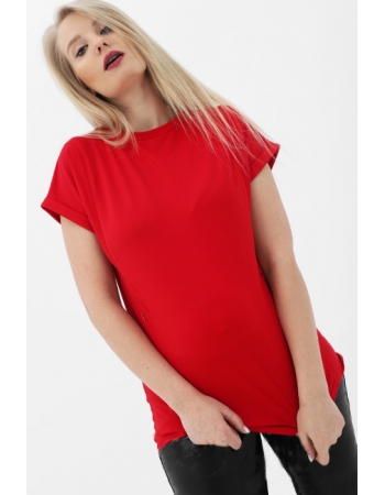 Футболка для беременных и кормящих с молниями, красная