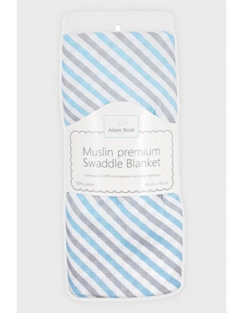 Муслиновая пеленка для новорожденных Adam Stork большая, Blue Stripes