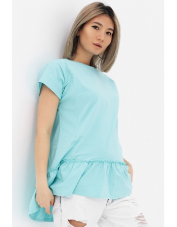 Футболка для беременных и кормящих свободного силуэта с воланом, цвет ментоловый