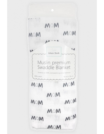Муслиновая пеленка для новорожденных Adam Stork большая, Grey Wow