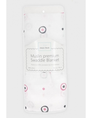 Муслиновая пеленка для новорожденных Adam Stork большая, Pink Circles