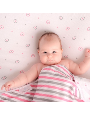 Муслиновая пеленка для новорожденных Adam Stork большая, Pink Stripes