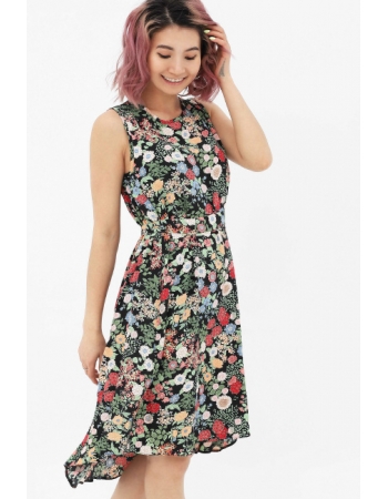 Платье-сарафан для беременных и кормящий, цвет черный/цветы