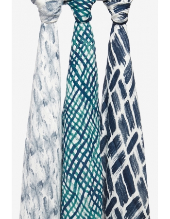 Бамбуковые пеленки для новорожденных большие Aden&Anais, набор 3, Seaport