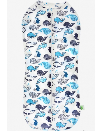 Пеленка-кокон для новорожденных трикотажный, киты