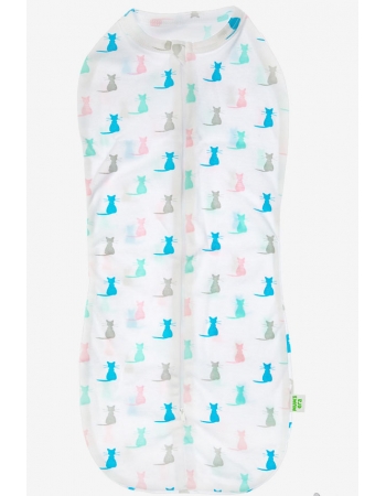 Пеленка-кокон для новорожденных трикотажный, мяу (белый)