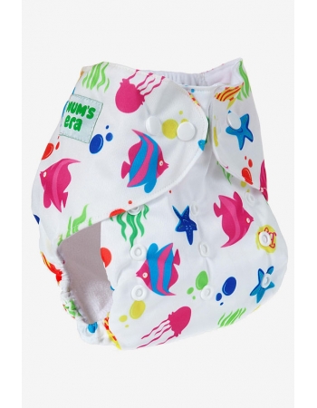Многоразовый подгузник "Mums Era" Океан, белый (1 вкладыш)
