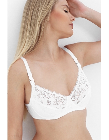 Бюстгальтер для кормления и беременных кружевной на каркасе, белый