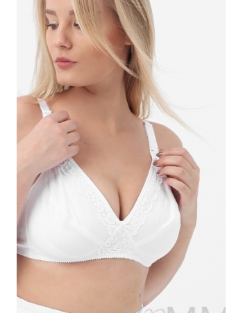 Бюстгальтер для кормящих и беременных с кружевом, белый