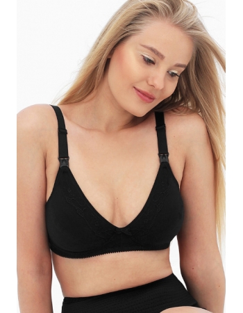 Бюстгальтер для беременных и кормящих с кружевом, цвет чёрный