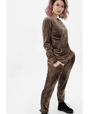 Костюм для кормящих и беременных велюровый, цвет шоколад