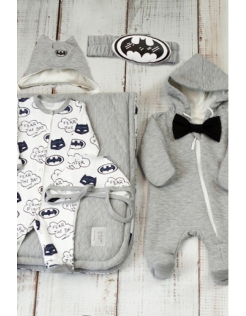 Комплект на выписку демисезонный, Batman Gray (6 предметов)