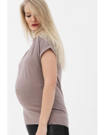 Футболка для беременных и кормящих с молниями, бежевая
