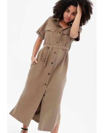 Платье-рубашка для кормящих и беременных, цвет бежевый