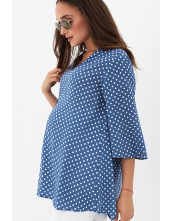 Блуза для беременных в горошек, голубая