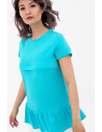 Блуза для кормящих и беременных с воланом, цвет бирюзовый
