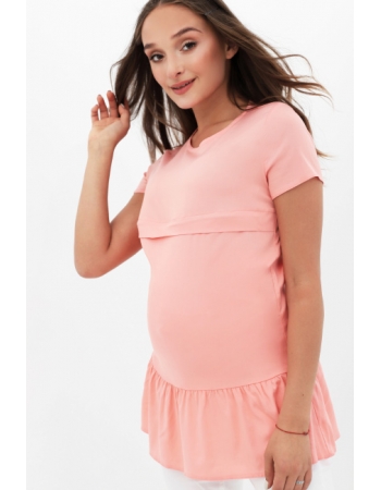 Блуза для беременных и кормящих с воланом, персиковая