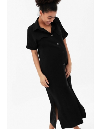 Платье-рубашка для беременных и кормящих, цвет черный
