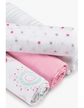 Пеленки муслиновые Aden by Aden&Anais для новорожденных, большие, набор 4, Sweet in Pink