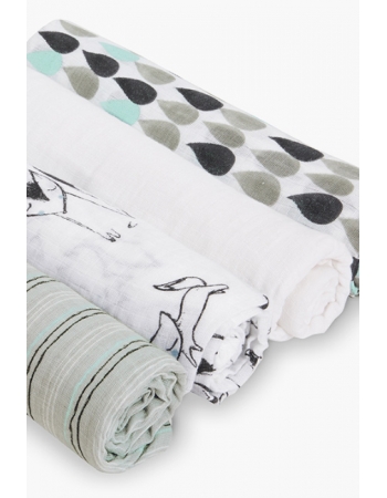 Пеленки муслиновые Aden by Aden&Anais для новорожденных, большие, набор 4, Trotting Fox