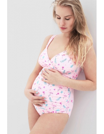 Купальник для беременных слитный, фламинго (светло-розовый)