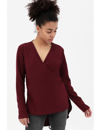Блуза для кормящих и беременных на запах, цвет бургунди