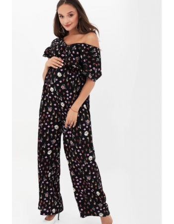 Комбинезон для беременных с цветочным принтом, черный