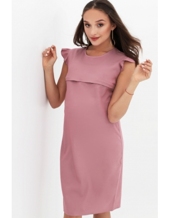 Платье для кормящих и беременных с "крылышками", розовая камея