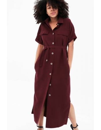 Платье-рубашка для кормящих и беременных, бордовое