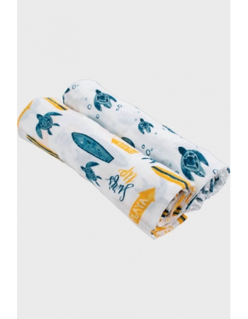 Бамбуковые пеленки для новорожденных Bebe Au Lait, набор 2, Surf/Sea Turtles