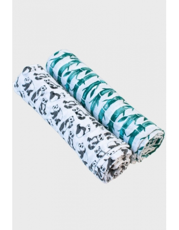 Муслиновые пеленки для новорожденного Bébé au Lait большие, Pandas/Bamboo