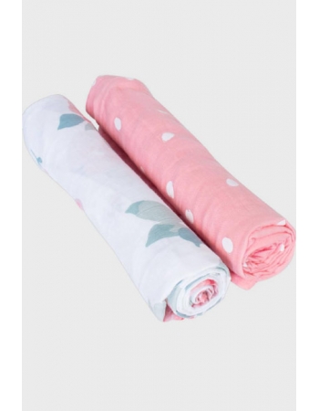 Бамбуковые пеленки для новорожденных Bebe Au Lait, набор 2, Rosy/Dewdrops