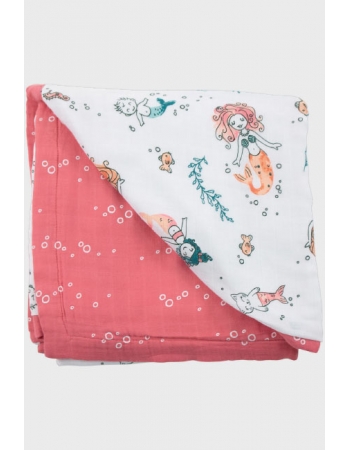 Муслиновое одеяло с бамбуком Bebe au Lait, Mermaid/Bubbles