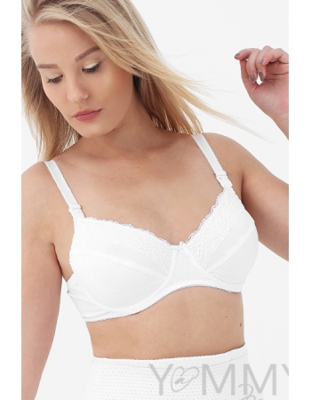 Бюстгальтер для беременных и кормящих с кружевной вставкой, цвет белый
