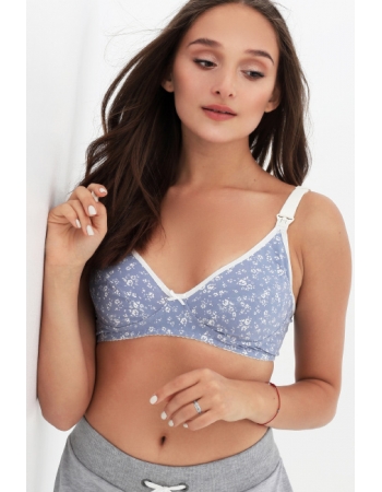 Бюстгальтер для беременных и кормления хлопковый, цвет голубой