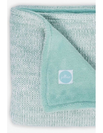 Вязаный плед для новорожденного с мехом Jollein Melange, зеленый, средний