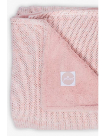 Вязанный плед для новорожденных с мехом Jollein Melange, розовый, средний