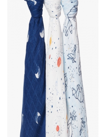 Пеленки бамбуковые для новорожденных Aden&Anais большие, набор 3, White Label Stargaze