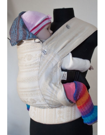 Эрго рюкзак шарфовый с бамбуком двусторонний Карауш, Adel Baked Milk/Turqouise