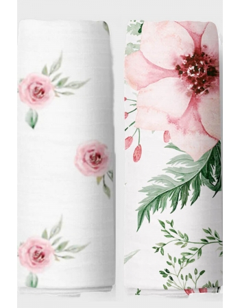 Муслиновые пеленки для новорожденных Adam Stork большие, набор 2, Flowers