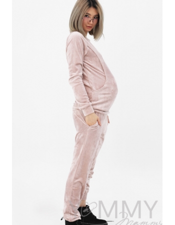 Костюм для кормящих и беременных велюровый, светло-бежевый