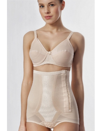 Бандаж трусы послеродовой высокий с косточками (корсет), бежевый