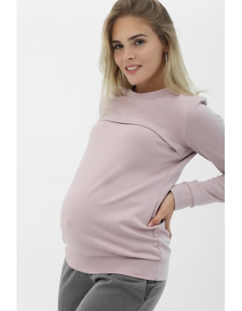 Свитшот для кормящих и беременных с секретом на молнии, пудровый