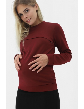 Свитшот для кормящих и беременных с секретом на молнии, бордовый