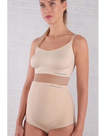 Бандаж трусы для беременных с косточками бесшовный, бежевый