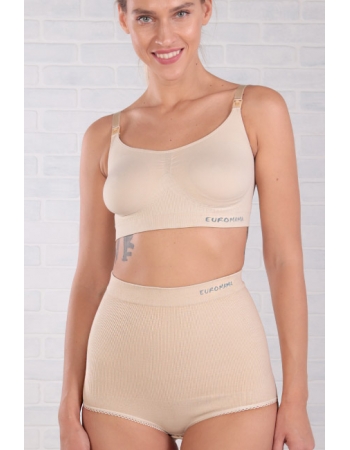 Бандаж трусы послеродовой бесшовный с косточками, бежевый