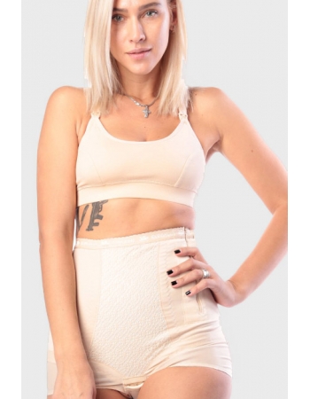 Бандаж трусы послеродовой высокий с косточками, бежевый