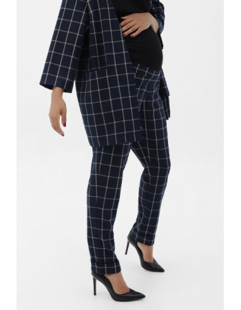 Брюки для беременных и родивших в клетку, цвет синий
