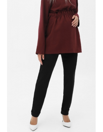 Брюки для беременных и родивших зауженные с отворотами, черные