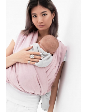 Трикотажный слинг-шарф двусторонний, розовый с серым